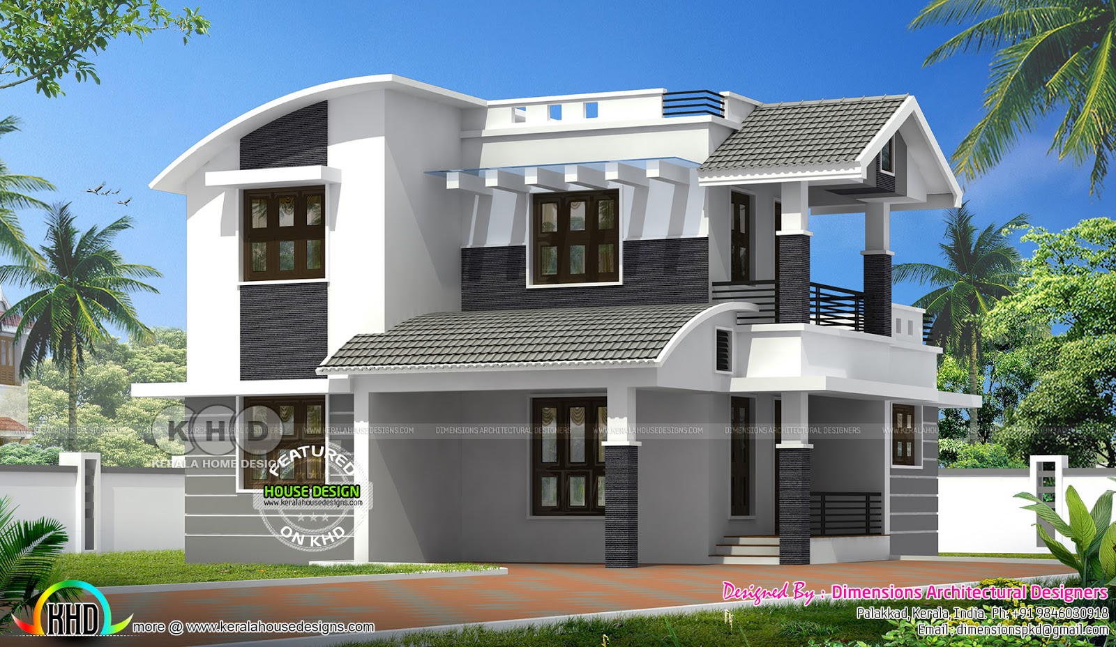 1610 square feet modern mixed roof house Kerala home 