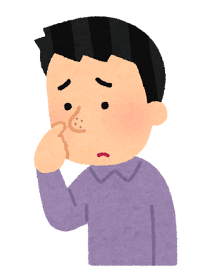 鼻の毛穴を気にする人のイラスト（男性）