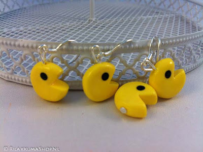 Kawaii Polymer Clay Pac Man earrings