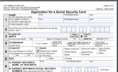 SS-5 Application for Social Security Card