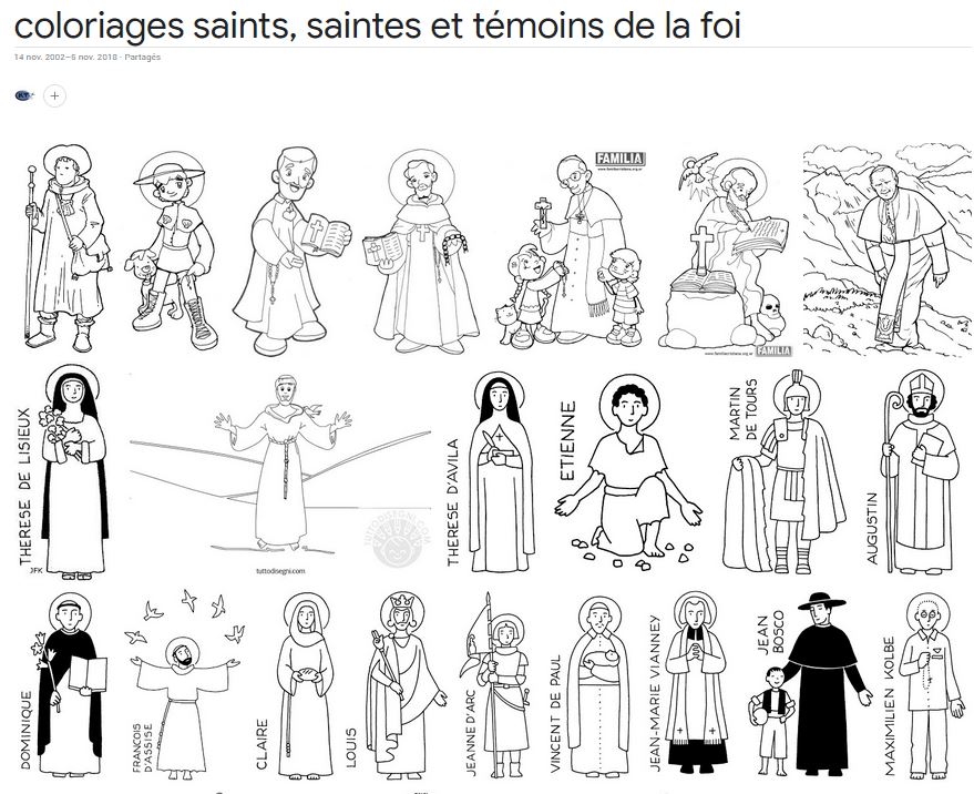 Des silhouettes de saints à colorier