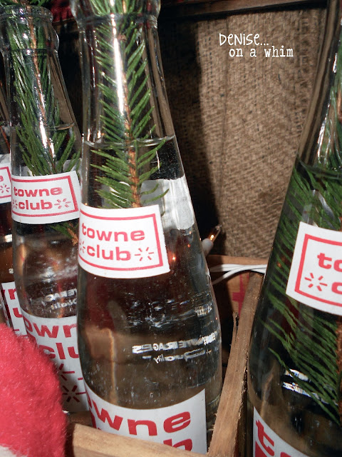 Vintage Soda Bottles with Pine Sprigs via http://deniseonawhim.blogspot.com