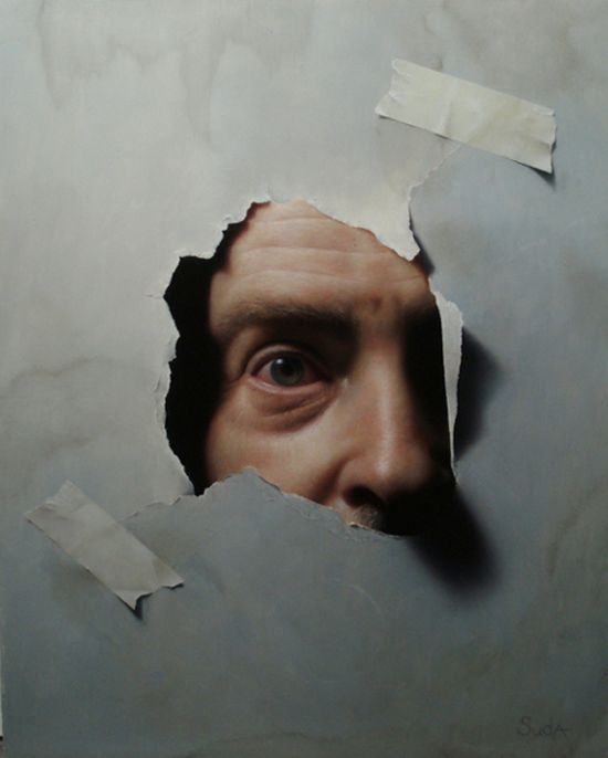 Joshua Suda pinturas hiper-realistas olhares surreal