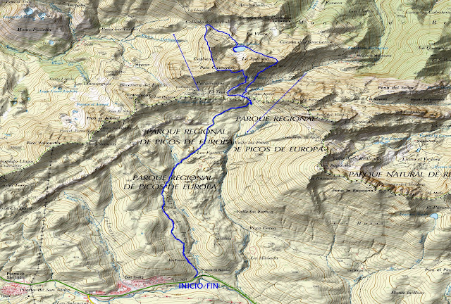 Ruta Cascayón-Ubales. Mapa topográfico.