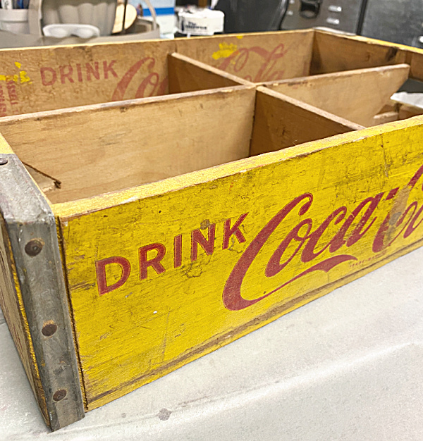 yellow vintage coke crate