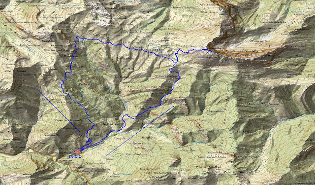 Ruta del Tiatordos: Mapa topográfico.