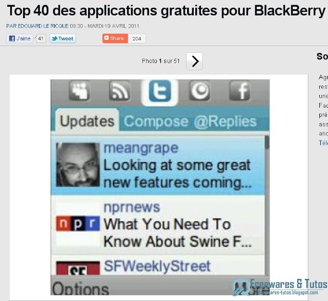 Le site du jour : Les 40 meilleurs applications gratuites pour BlackBerry