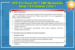 Rpp K13 Revisi 2017 Smp Matematika Kelas 7 8 9 Semeter 2 Dan 1