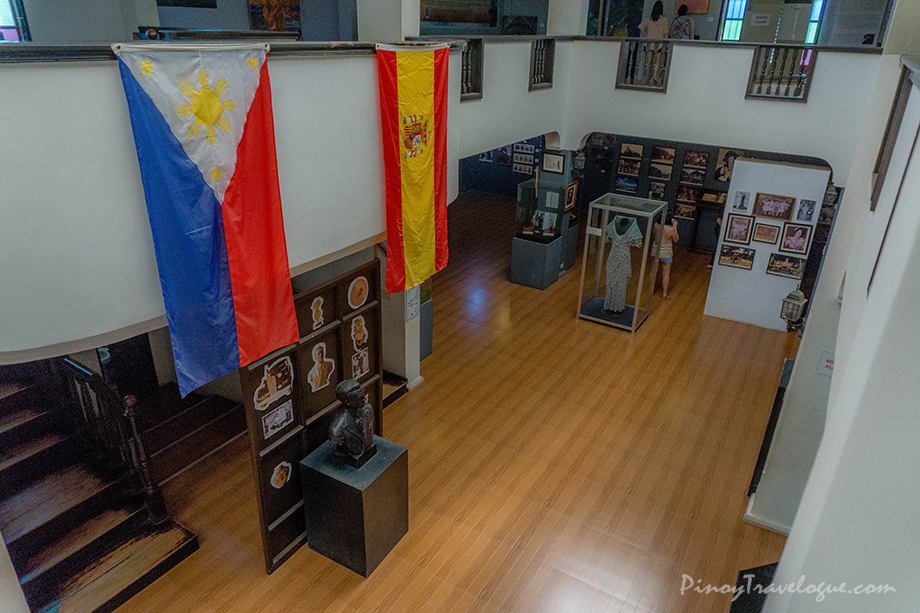 Philippine and Spanish flags are hung inside the museum