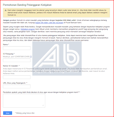 cara mengajukan banding ke google adsense