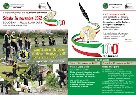 A Bologna le celebrazioni per il 100° anniversario della Fondazione della Sezione Bolognese Romagnola dell'Associazione Nazionale Alpini