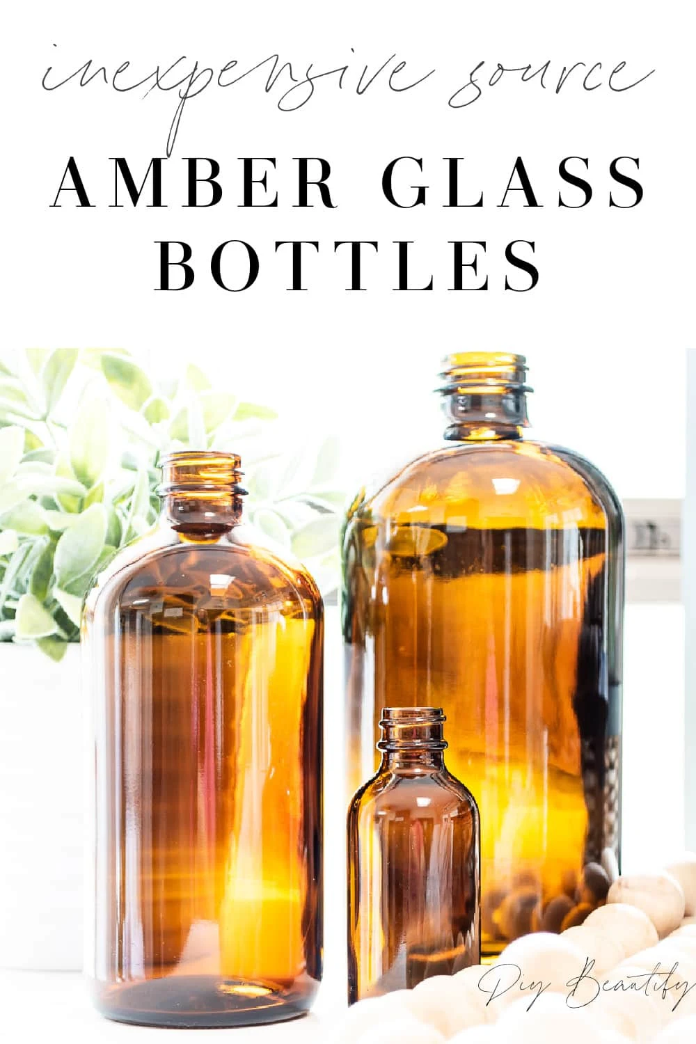 amber glass bottles in fall decor