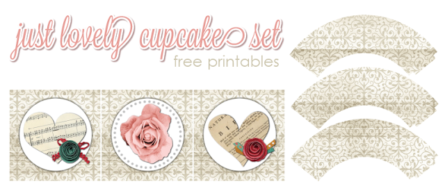 Retro Roses: Free Printable Wedding Wrappers and Toppers for Cupcakes.  