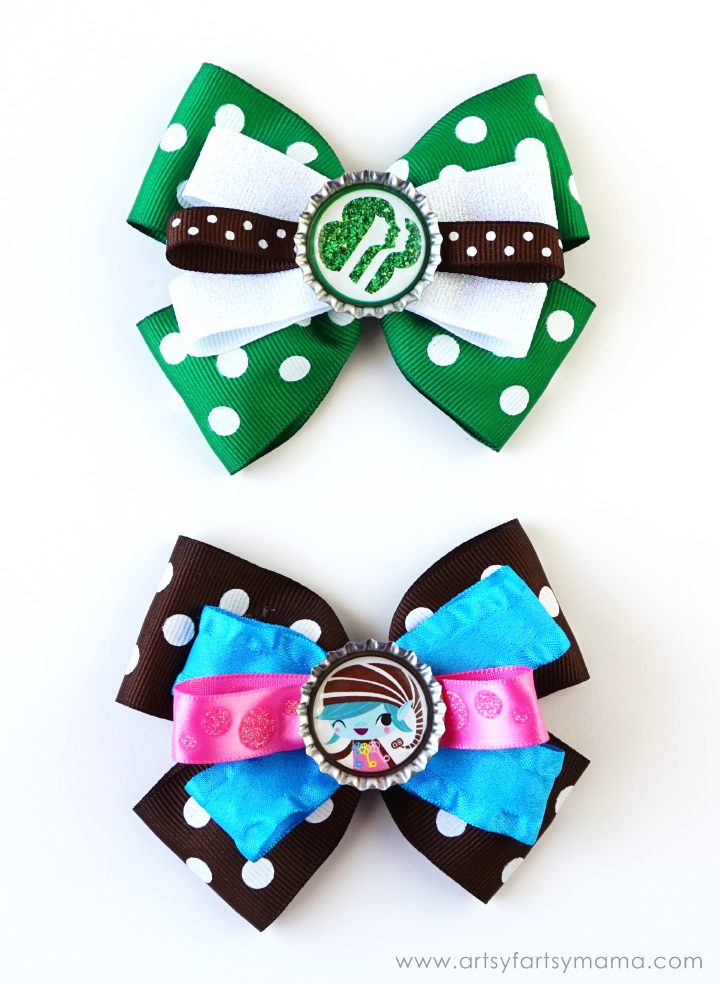 Girl Scout Bottle Cap Hair Bows at artsyfartsymama.com