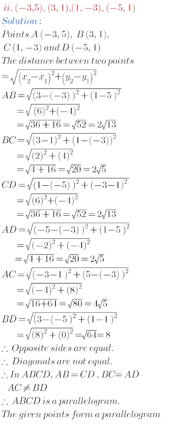 CO-ORDINATE  GEOMETRY  EXCERCISE-7.1   Q.NO.9