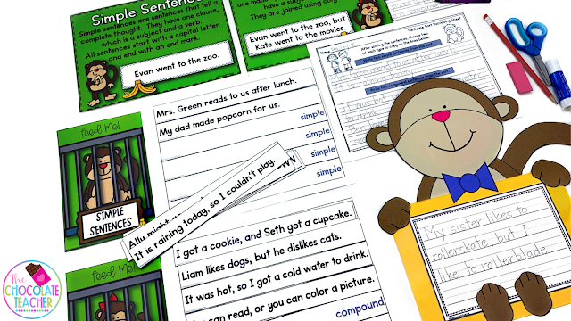 Use this fun monkey craft to help your students practice simple and compound sentences.