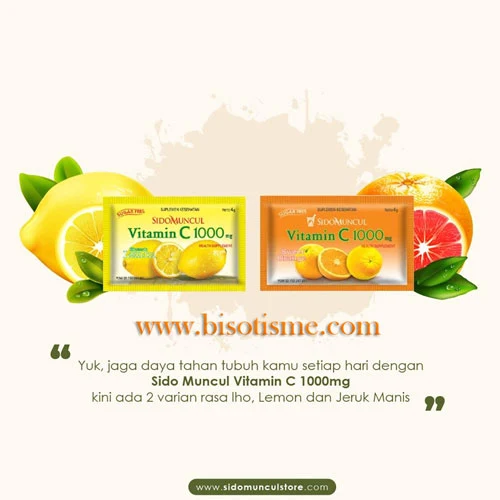 Sido Muncul Vitamin C 1000mg rasa Lemon dan Sweet Orange