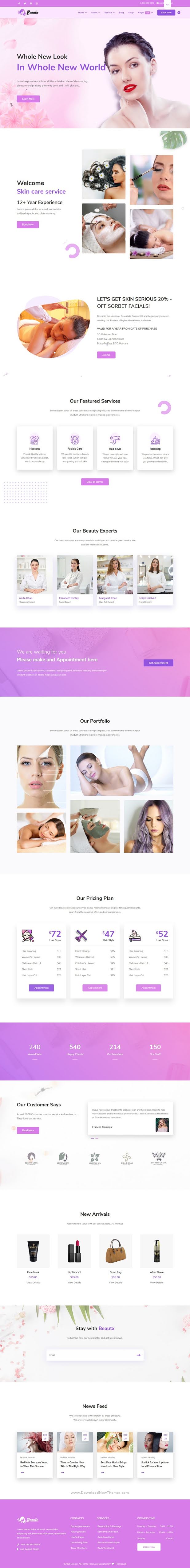 Spa Salon and Cosmetic Shop Website Template