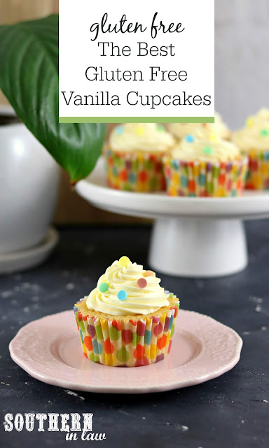 The Best Gluten Free Vanilla Cupcakes Recipe with Vanilla Buttercream - Moist and fluffy gluten free cupcakes recipe, butter free, foolproof cupcake recipe from scratch