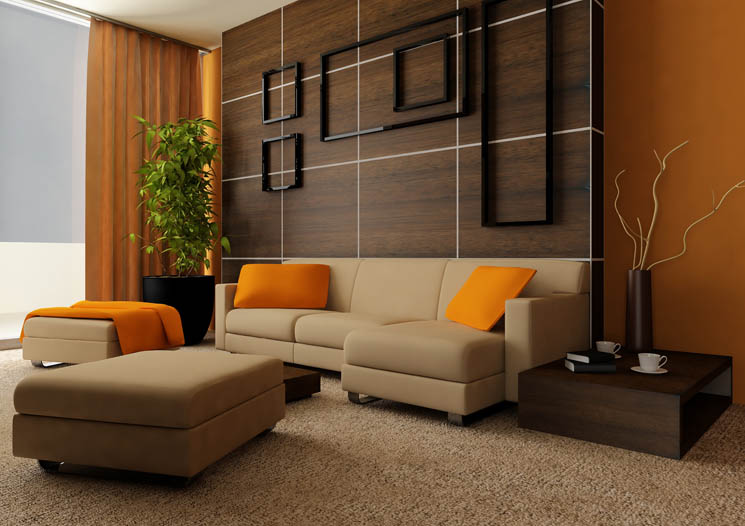 Living Room Orange Ideas | Simple Home Decoration