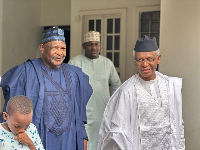 PHOTOS NEWS: Nasir El-Rufai Visits Suspended Senator Abdul Ningi At His Residence.