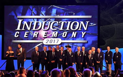 The living members of the NASCAR Hall of Fame gather as a group at the conclusion of the 2017 Hall of Fame Induction Ceremony at NASCAR Hall of Fame on January 20, 2017 in Charlotte, North Carolina. 