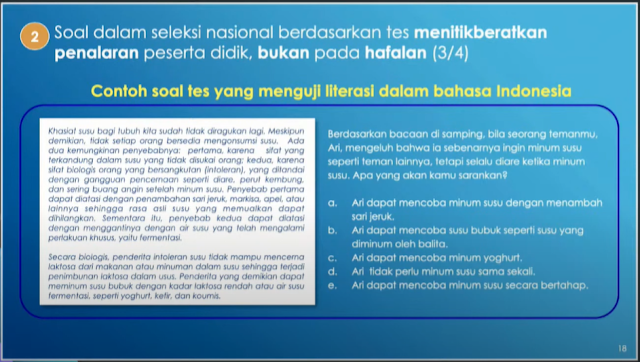 Contoh Soal Tes yang menguji Literasi dalam Bahasa Indonesia