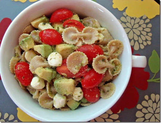 creamy avocado caprese pasta salad
