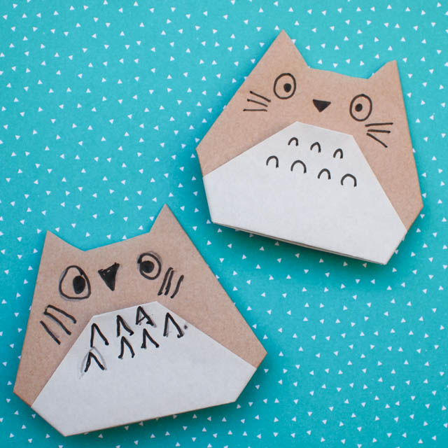 how to make origami totoro- super easy and fun kids craft