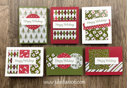 FREE Card Class: 6 Quick & Easy Cards with Stampin' Up! Shining Christmas Designer Paper | www.juliedavison.com #stampinup #StampinUpWCMD23