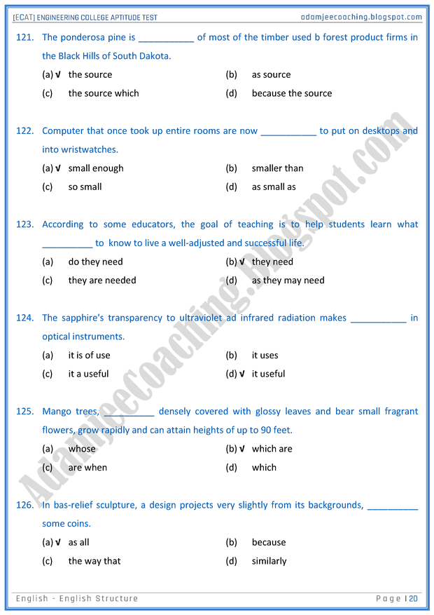 ecat-english-english-structure-mcqs-for-engineering-college-entry-test