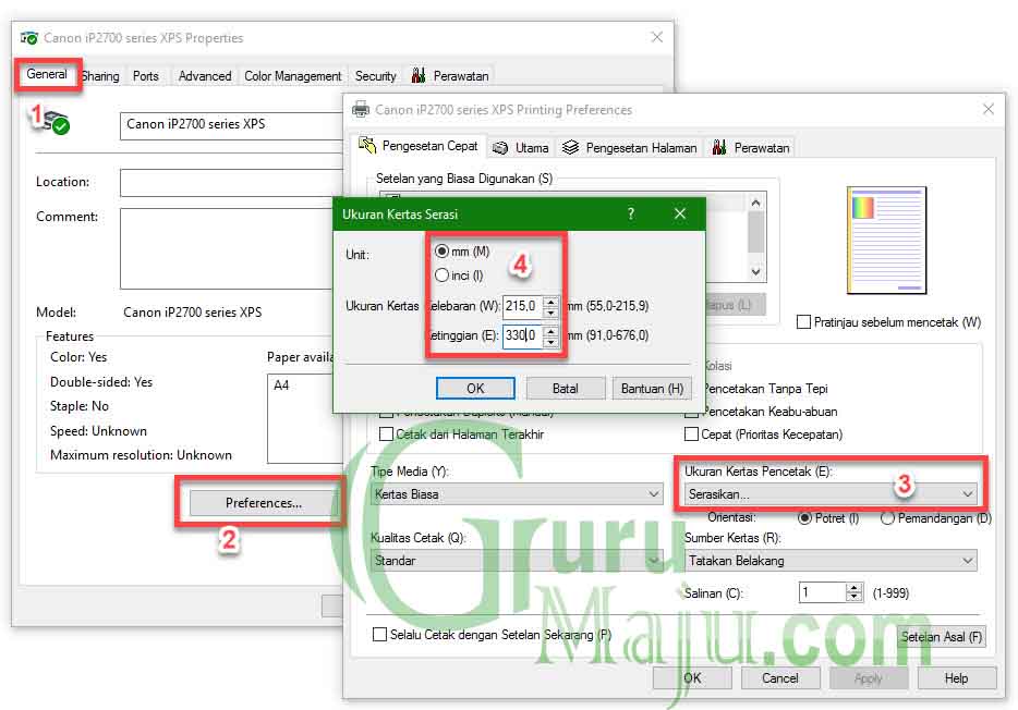 Cara Membuat Ukuran Kertas F4 Default Di Semua Jenis 