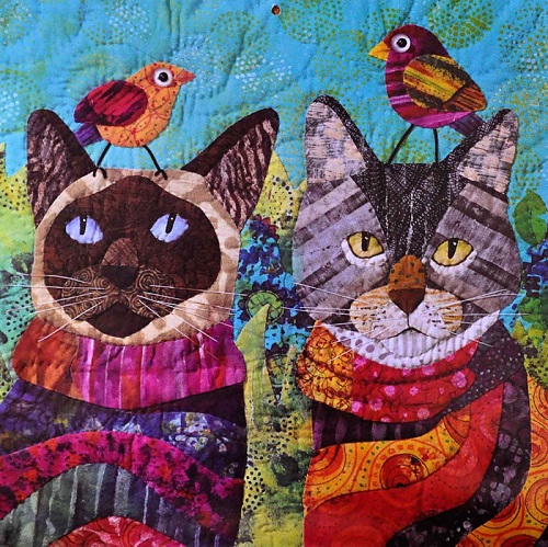 cute animal quilt art by Nancy Brown