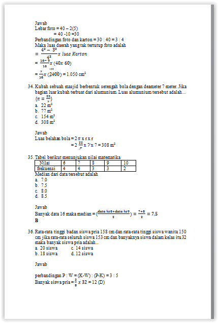 Pembahasan UNKP Matematika SMP 2017