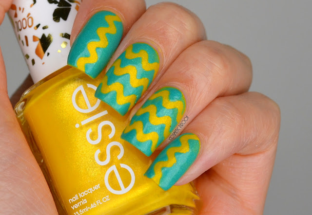 Essie Yellow and Green Taping Nail Art