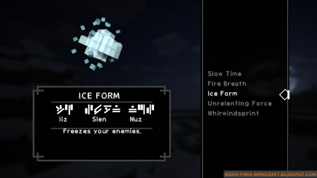 Ice Form en Minecraft 1.7.10 gracias al Mod Dragon Shouts