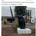HILARIOUS!!! Nigerians react as Symbol of Justice in Nigeria leans on stick for support