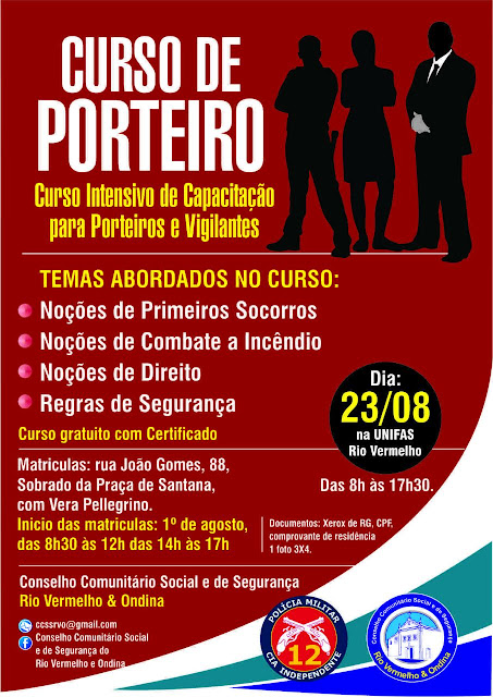 Ainda dá tempo de se inscrever no curso gratuito de porteiro. Aproveite !