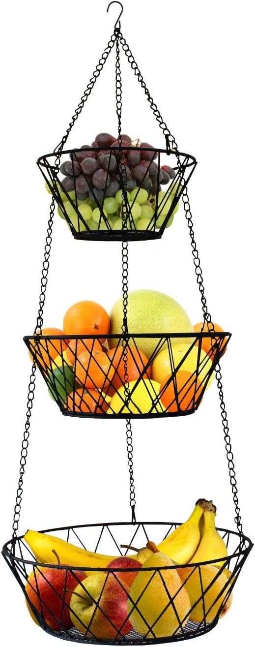 3 Tier Hanging Kitchen Black Fruit Basket
