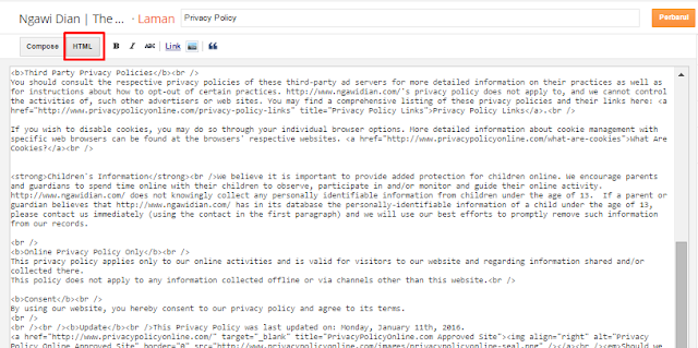 Cara Memasang Privacy Policy Di Blogger