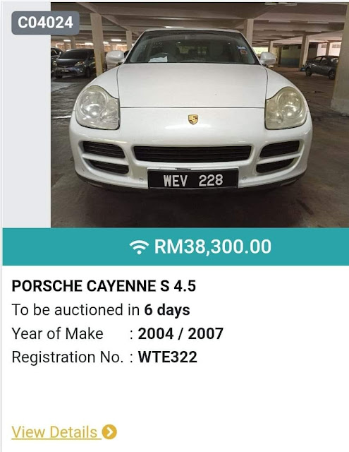 PORSCHE dilelong pada harga RM38,300