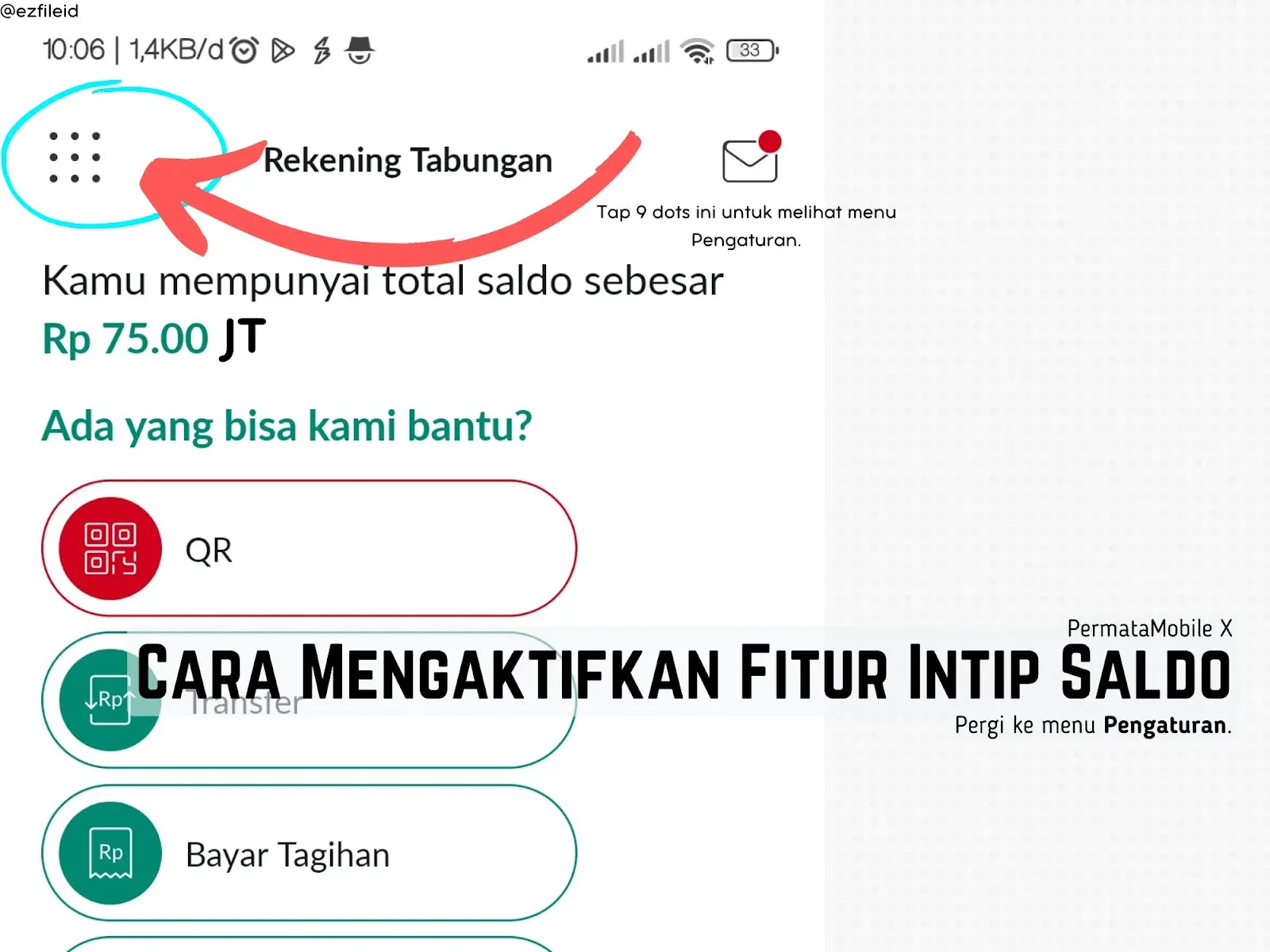 Cara Mengaktifkan Fitur Intip Saldo di PermataMobile X