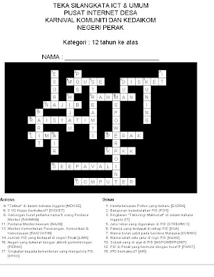 Pusat Internet Desa Kuala Kurau: Pertandingan Teka Silang 