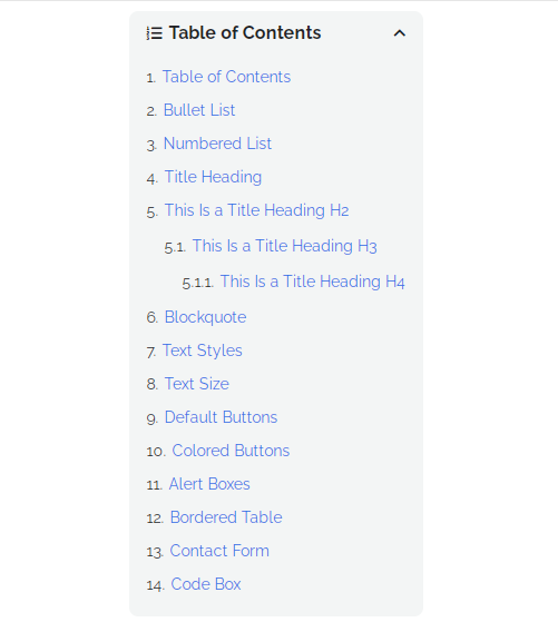 Cách sử dụng tính năng table of contents của Template Litespot Premium