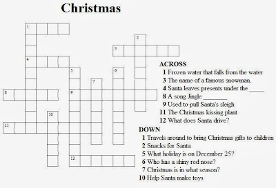 Christmas Crosswords for kids printable 1