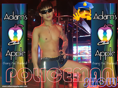 POLICEMAN SHOW Adams Apple Club Gay Bar Chiang Mai, Thailand Host Bar