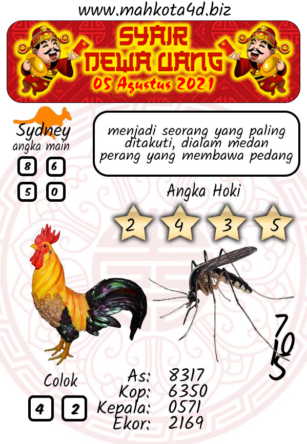 Syair Prediksi Togel Sydney - SDY Kamis, 05 - Agustus - 2021
