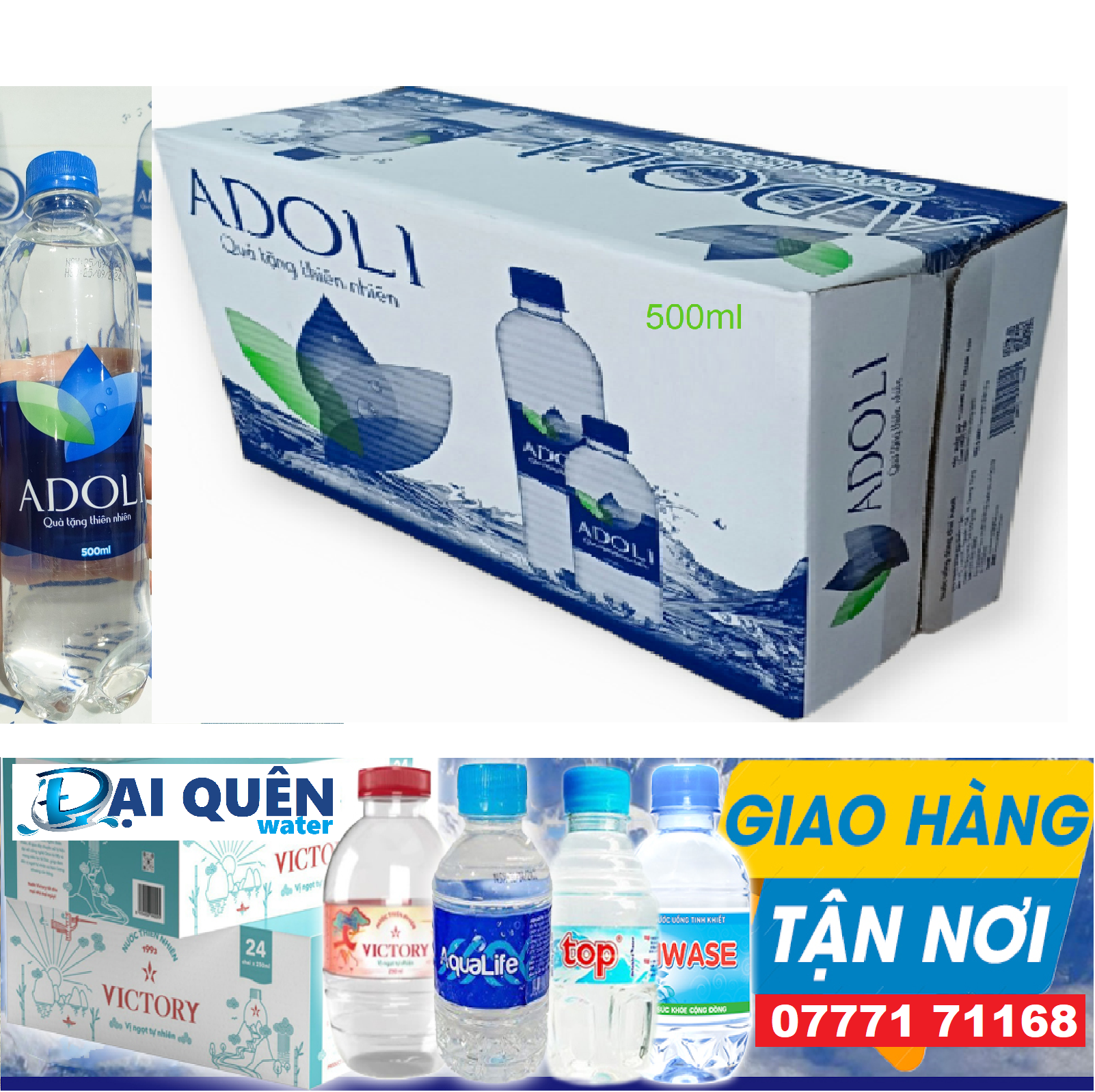 Nước suối chai nhỏ Adoli Thùng 24*500ml