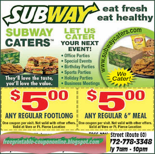 Free Printable Subway Coupons