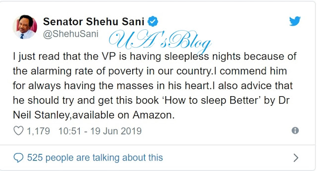 Shehu Sani Recommends Book On ‘How To Sleep Better’ To Osinbajo